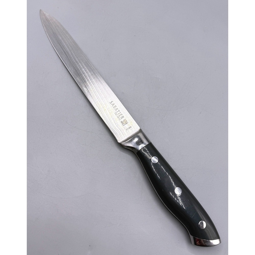 Sabatier 21C890 2 Piece Knife Set 7in Santoku 8in Slicer Damascus Etched Steel - Picture 16 of 16